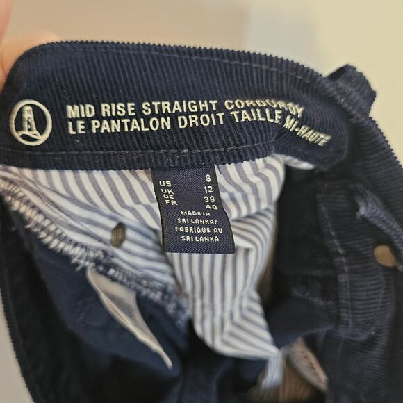 Lands' End Women's Corduroy Navy Blue‎ Mid Rise Straight Pants Size 8 - Picture 7 of 7